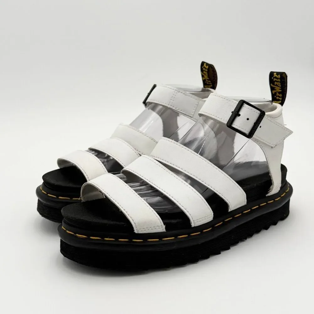 Dr. Martens Blaire White Leather Multi Strap Ankle Sandals - US Women’s 8 / EU 3